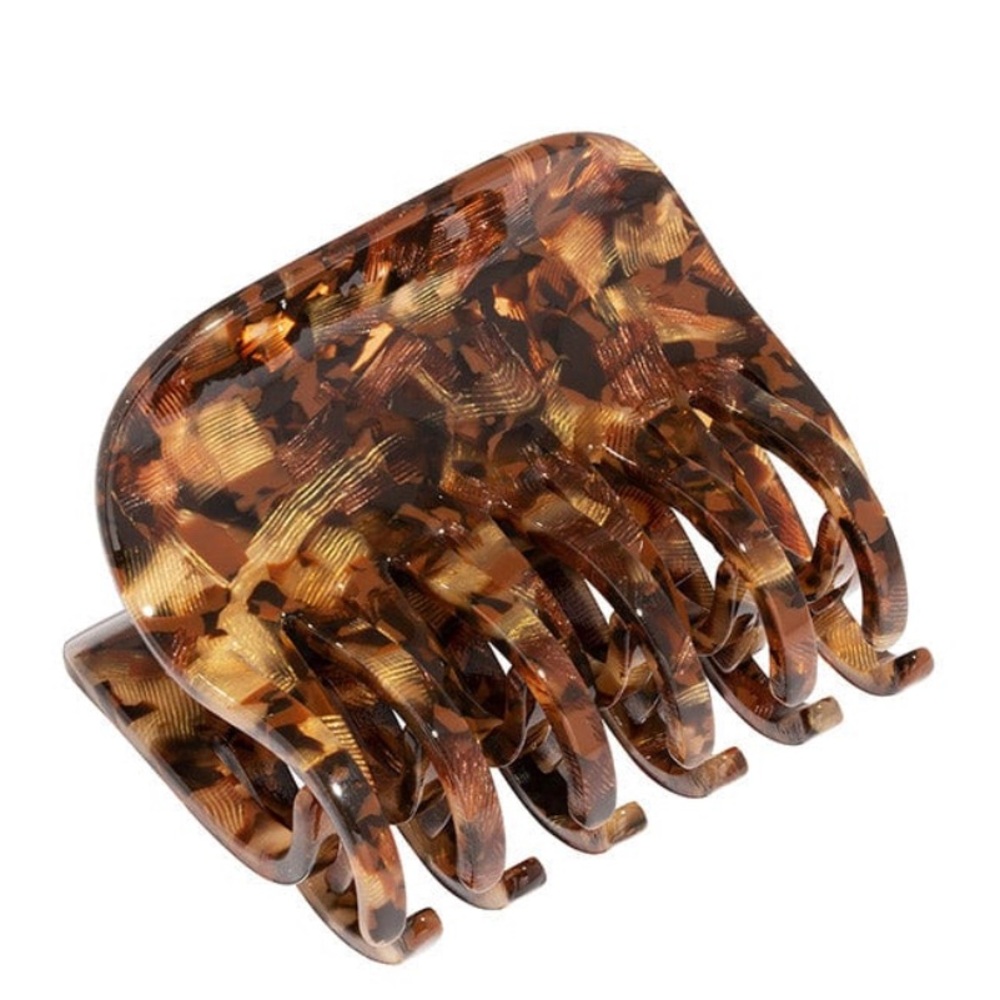 NWT FRANCE LUXE Hair DOUBLE TOOTH JAW Claw Clip Brown Pavlova $68